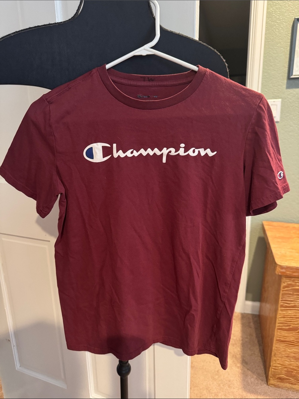 Champion Short Sleeve Crewneck T-Shirt - Maroon with White Logo
